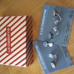 2 Pairs of Liz Claiborne Sterling Silver Cubic Zirconia Earrings